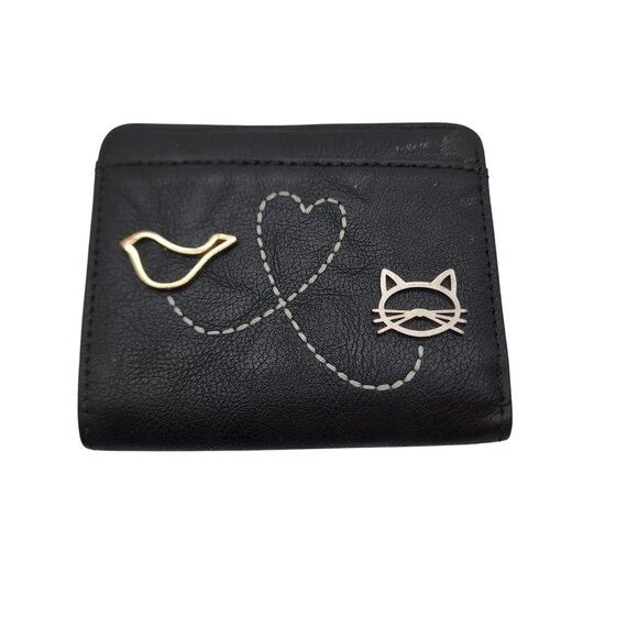 Relic Black Leather RFDI Wallet With Bird & Cat Design For Women - Picture 1 of 3